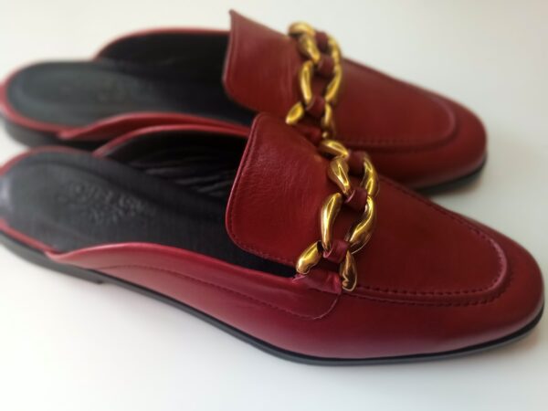 Mule Cuir Rouge Sombre