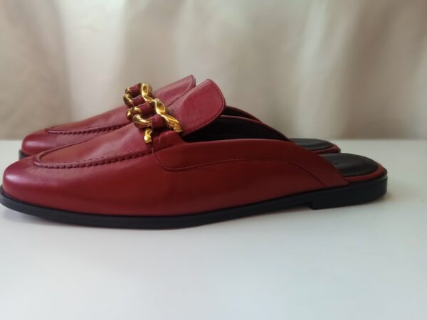 Mule Cuir Rouge Sombre – Image 2