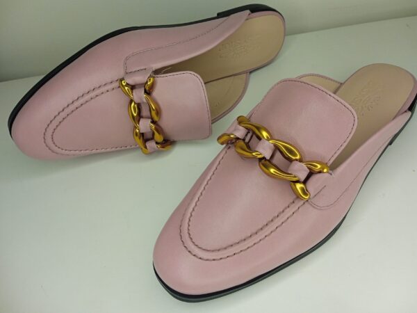 Mule Cuir Rose Nuide