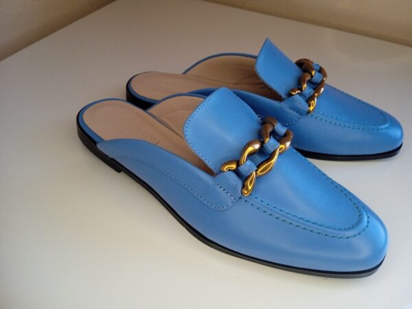 Mule Cuir Bleu ciel
