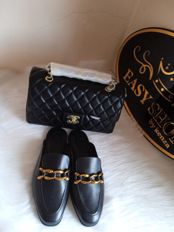 Mule & Sac Cuir Noir